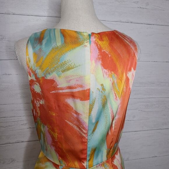 Tahari Sleeveless Multi Colored Print Dress Size 6 Petite - Picture 9 of 12